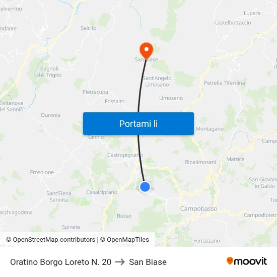 Oratino Borgo Loreto N. 20 to San Biase map
