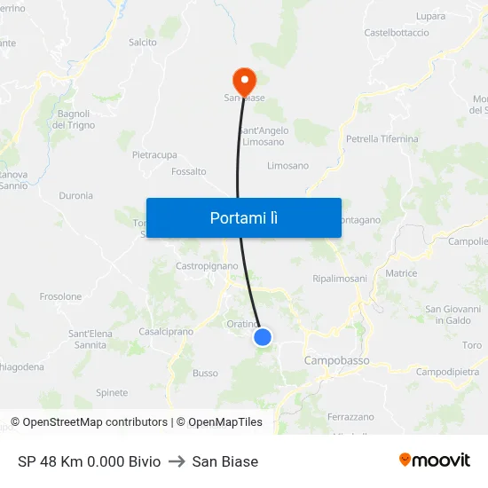 SP 48 Km 0.000 Bivio to San Biase map