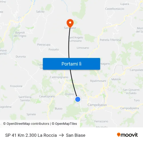 SP 41 Km 2.300 La Roccia to San Biase map