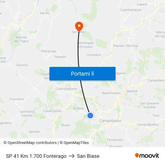 SP 41 Km 1.700 Fonterago to San Biase map