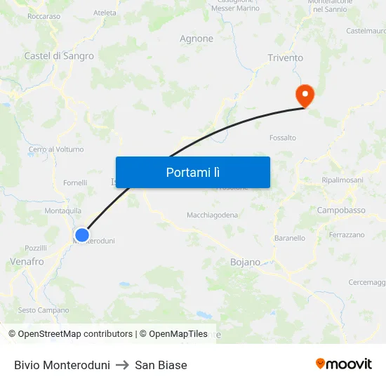 Bivio Monteroduni to San Biase map