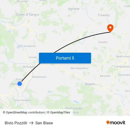 Bivio Pozzilli to San Biase map
