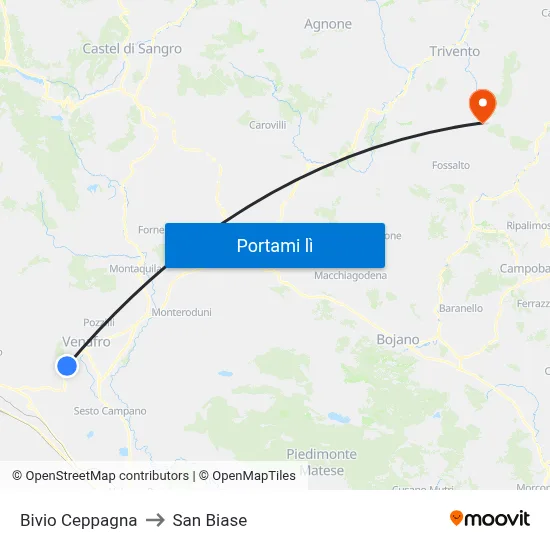 Bivio Ceppagna to San Biase map