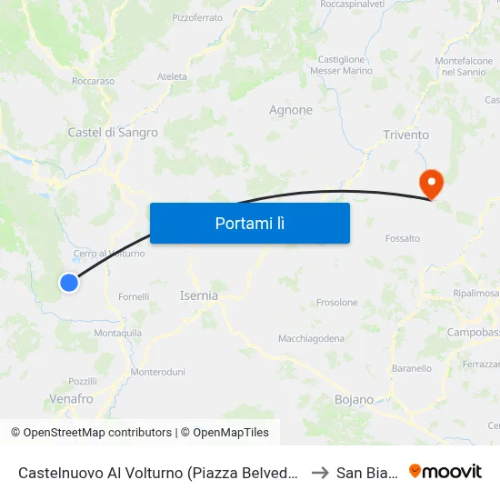 Castelnuovo Al Volturno (Piazza Belvedere) to San Biase map