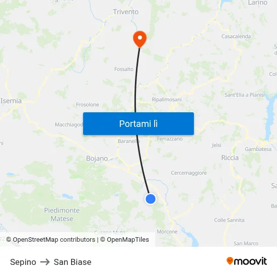Sepino to San Biase map