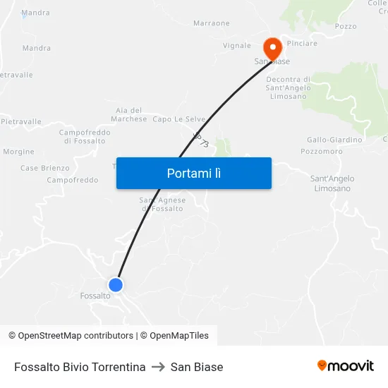 Fossalto Bivio Torrentina to San Biase map