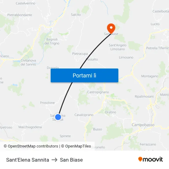 Sant'Elena Sannita to San Biase map