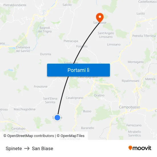 Spinete to San Biase map