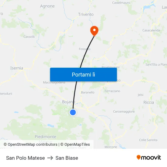 San Polo Matese to San Biase map