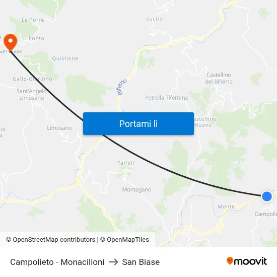 Campolieto - Monacilioni to San Biase map