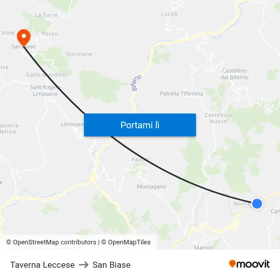 Taverna Leccese to San Biase map