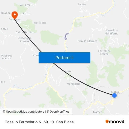 Casello Ferroviario N. 69 to San Biase map