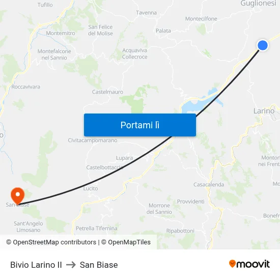 Bivio Larino II to San Biase map