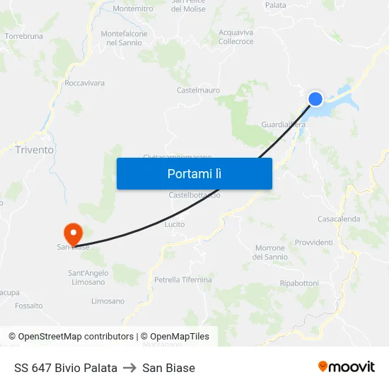 SS 647 Bivio Palata to San Biase map