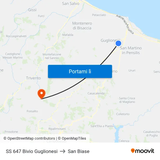 SS 647 Bivio Guglionesi to San Biase map