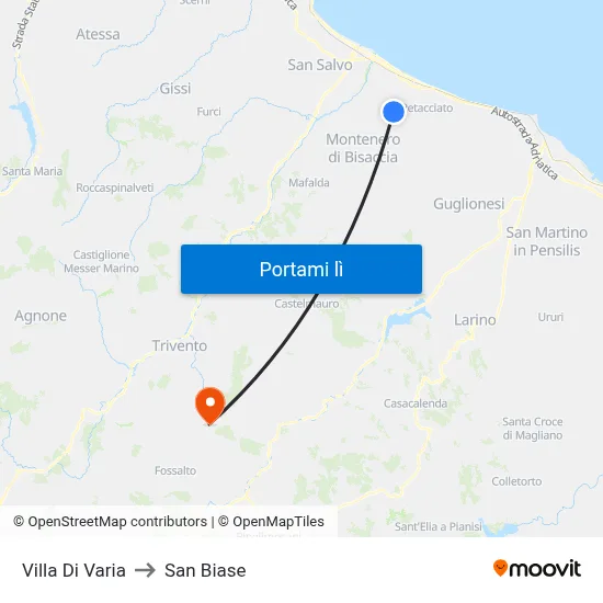 Villa Di Varia to San Biase map