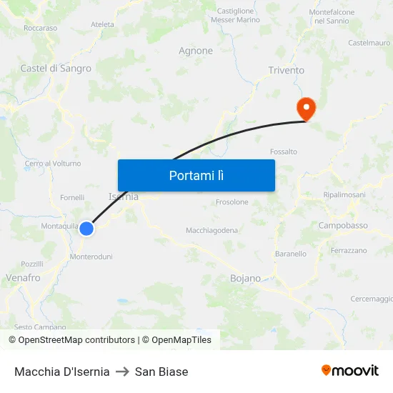 Macchia D'Isernia to San Biase map