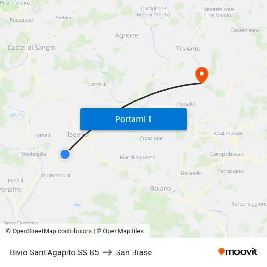 Bivio Sant'Agapito SS 85 to San Biase map