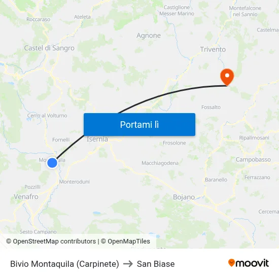 Bivio Montaquila (Carpinete) to San Biase map