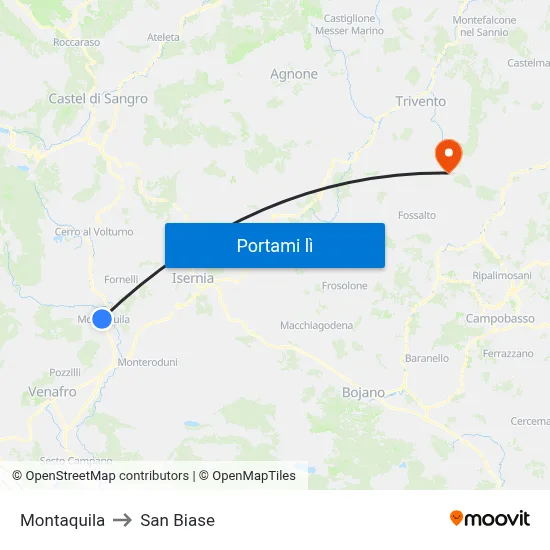 Montaquila to San Biase map