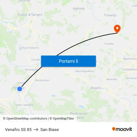 Venafro SS 85 to San Biase map