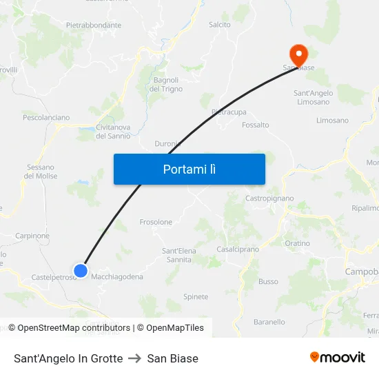 Sant'Angelo In Grotte to San Biase map