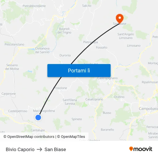 Bivio Caporio to San Biase map