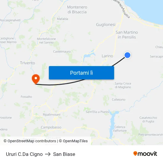 Ururi C.Da Cigno to San Biase map