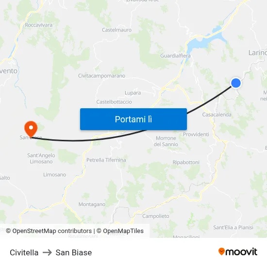 Civitella to San Biase map