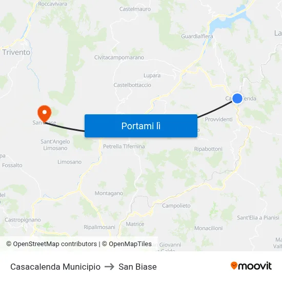 Casacalenda Municipio to San Biase map