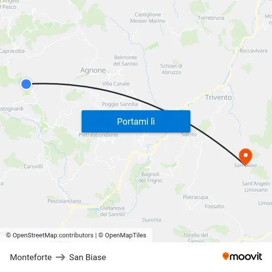 Monteforte to San Biase map