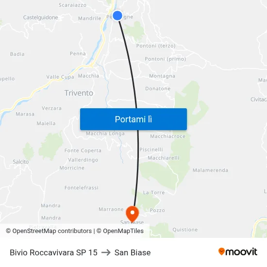 Bivio Roccavivara SP 15 to San Biase map
