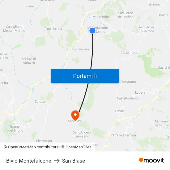 Bivio Montefalcone to San Biase map
