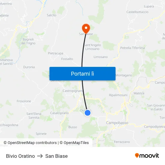 Bivio Oratino to San Biase map