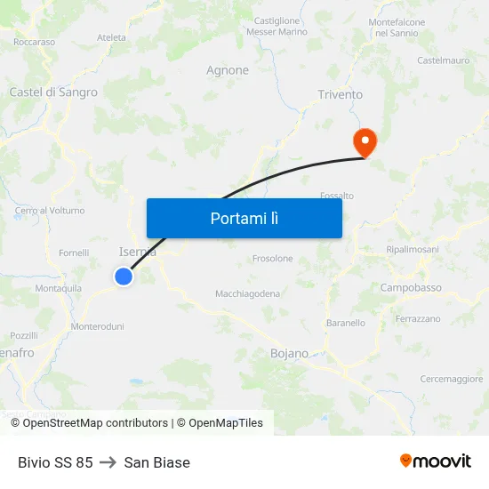 Bivio SS 85 to San Biase map