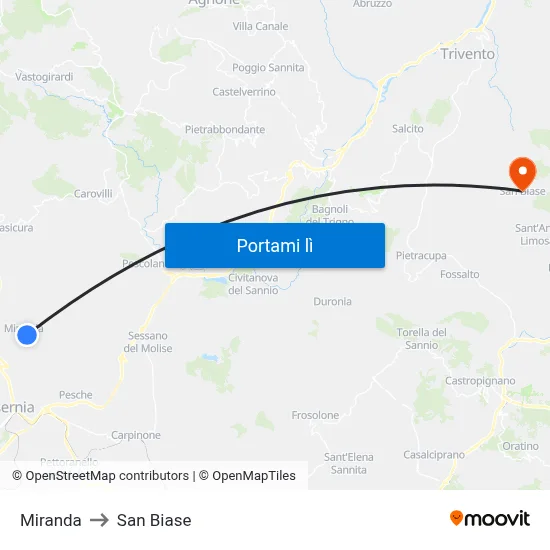 Miranda to San Biase map