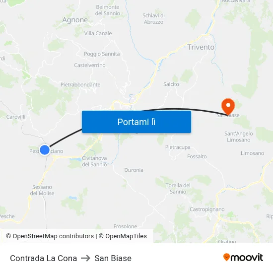 Contrada La Cona to San Biase map