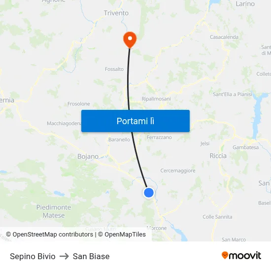 Sepino Bivio to San Biase map