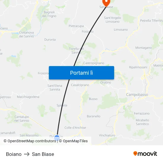 Boiano to San Biase map