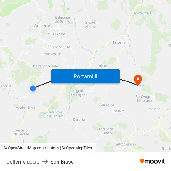 Collemeluccio to San Biase map