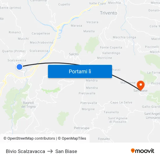 Bivio Scalzavacca to San Biase map