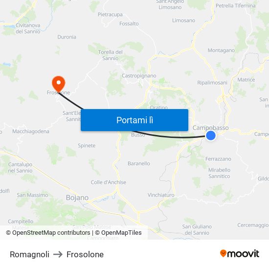 Romagnoli to Frosolone map