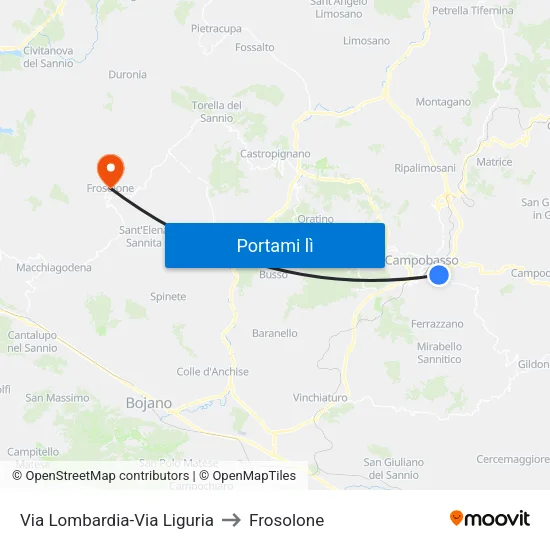 Via Lombardia-Via Liguria to Frosolone map