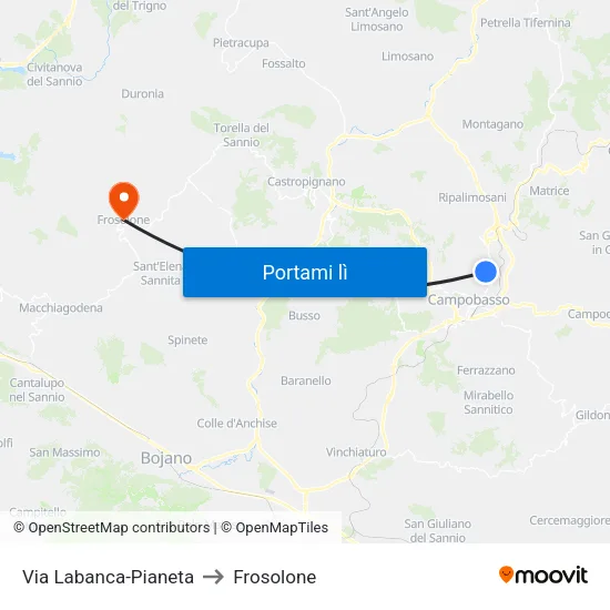 Labanca-Pianeta to Frosolone map