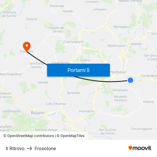 Il Ritrovo to Frosolone map