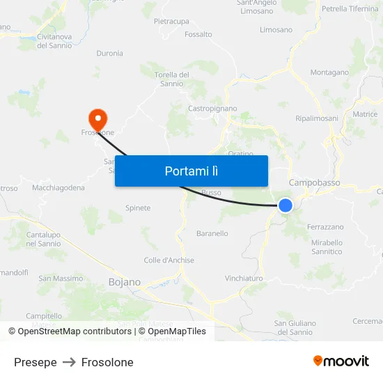 Presepe to Frosolone map