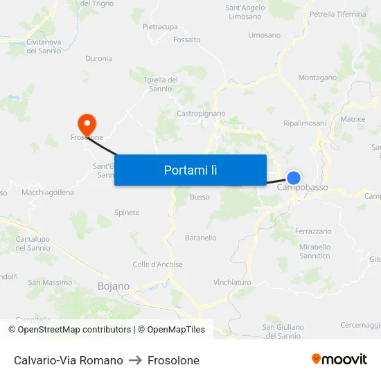 Calvario-Via Romano to Frosolone map