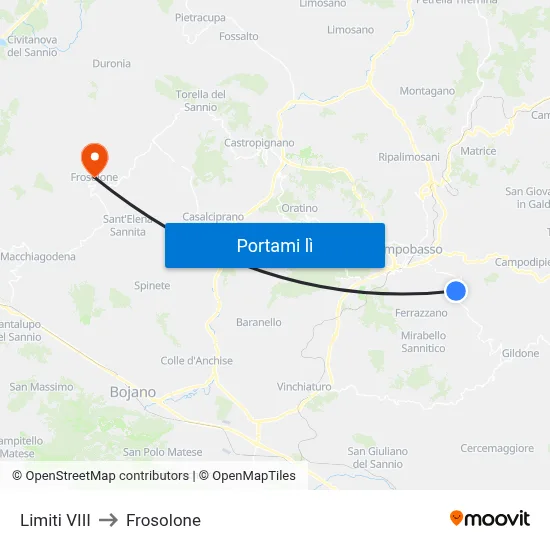 Limiti VIII to Frosolone map