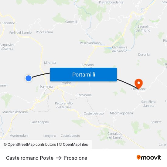 Castelromano Poste to Frosolone map