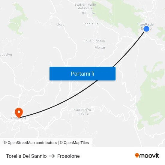 Torella Del Sannio to Frosolone map